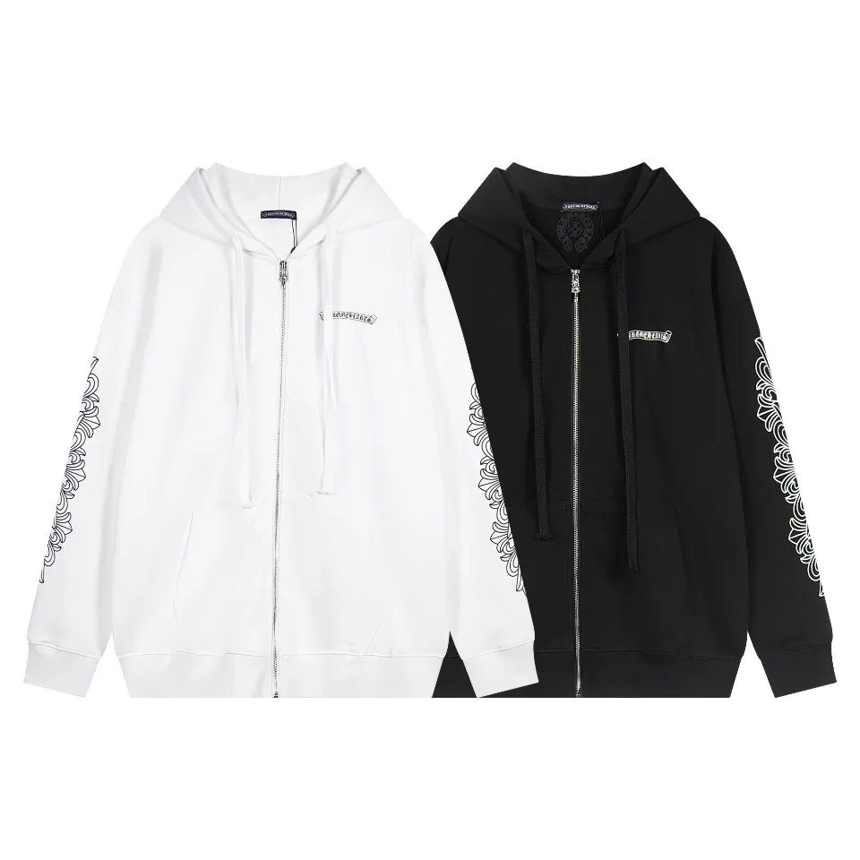 P290 Chrome Hearts Chrome Hearts Horseshoe Cross Sanskrit Cardigan Hooded Sweatshirt Size: S M L XL Color: Black, White